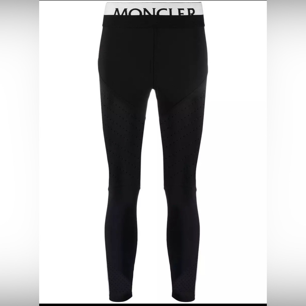 Moncler Black Perforated Leggings